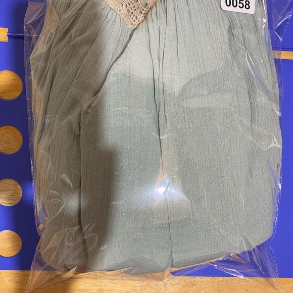 Free People Seafoam Green Blue Crochet Trapeze Asymetrical Mini Dress XS - Picture 13 of 13